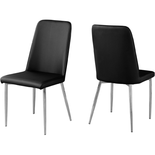 Dining Chair in Black Leatherette on Chrome (Set of 2)